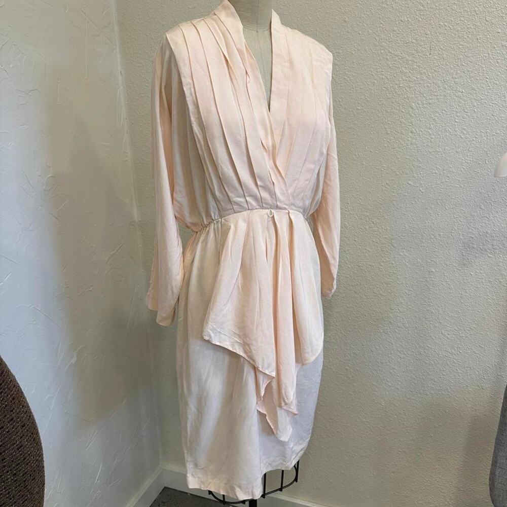 Scarlett women’s 13 dress Blush Pink Pleated Draped Midi Dress Union Made USA